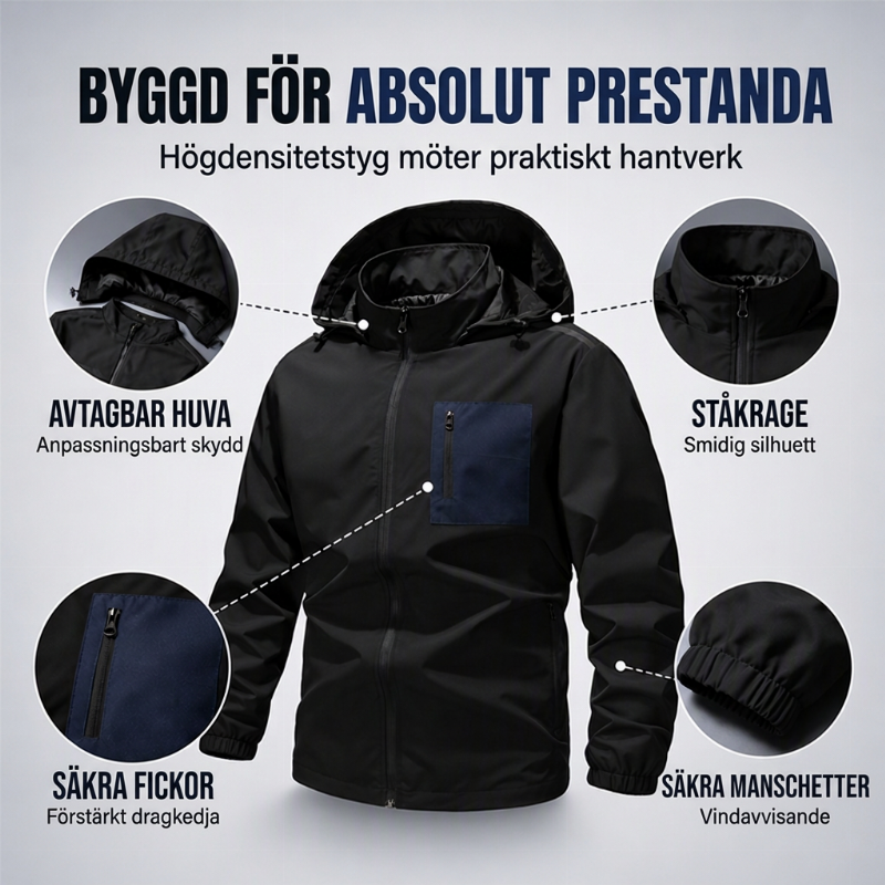 🌬️ Vindjacka för män för utomhusbruk med avtagbar huva – lätt, vindtät och bekväm, perfekt för höst och vinter, nu till halva priset! ✨
