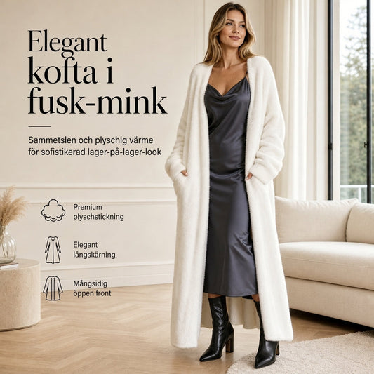 ✨Nyhet! Lång damkofta i fleece med imiterad päls, en fluffig oversized stickad kofta för höst och vinter