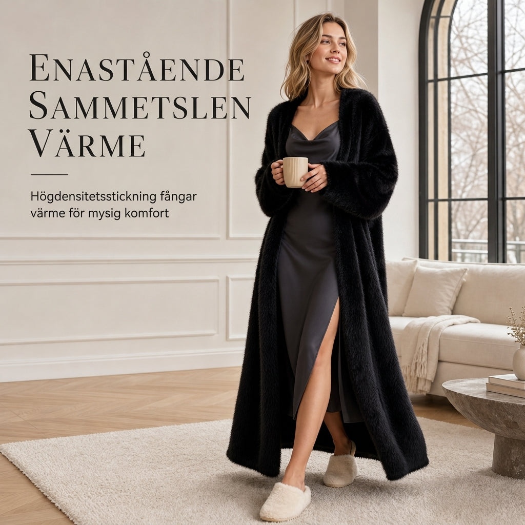 ✨Nyhet! Lång damkofta i fleece med imiterad päls, en fluffig oversized stickad kofta för höst och vinter