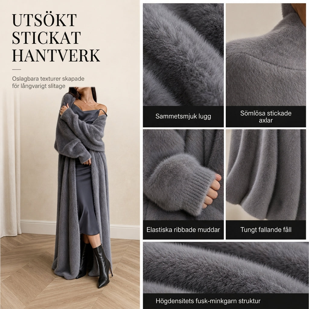 ✨Nyhet! Lång damkofta i fleece med imiterad päls, en fluffig oversized stickad kofta för höst och vinter