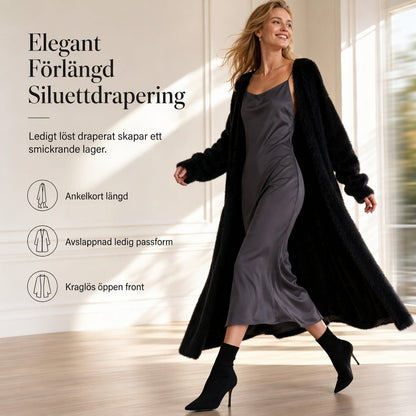 ✨Nyhet! Lång damkofta i fleece med imiterad päls, en fluffig oversized stickad kofta för höst och vinter