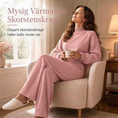 ✈️Fri frakt⏰ Nedräkningen har börjat – 50 % rabatt, bara 3 dagar kvar! Tvådelat stickat loungeset för damer, långärmad tröja med hög krage och byxor med hög midja och vida ben