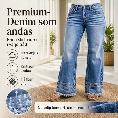 💰 Halva priset! 👖 Vintage bredbyxjeans för kvinnor med rå fåll – bekväma, snygga och mångsidiga, perfekt för vardag och höst. ✨
