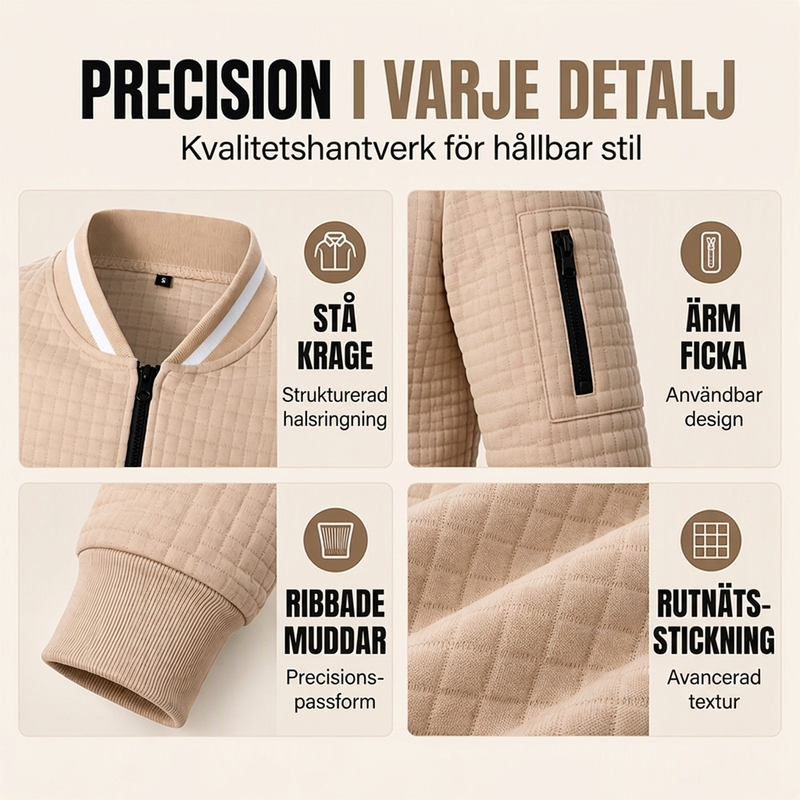 🧥 Casual bomberjacka i våffelstickad modell för män – bekväm, varm, stilren, perfekt för vardag och höst, nu till halva priset! ✨