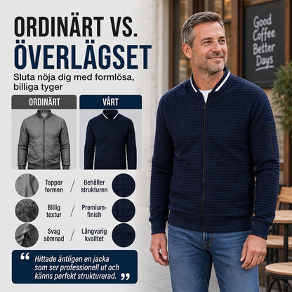 🧥 Casual bomberjacka i våffelstickad modell för män – bekväm, varm, stilren, perfekt för vardag och höst, nu till halva priset! ✨