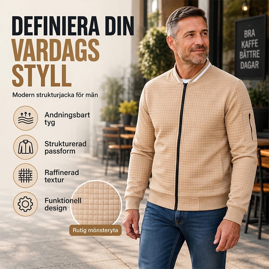 🧥 Casual bomberjacka i våffelstickad modell för män – bekväm, varm, stilren, perfekt för vardag och höst, nu till halva priset! ✨