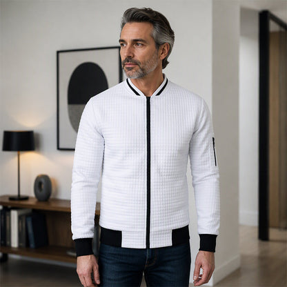 🧥 Casual bomberjacka i våffelstickad modell för män – bekväm, varm, stilren, perfekt för vardag och höst, nu till halva priset! ✨
