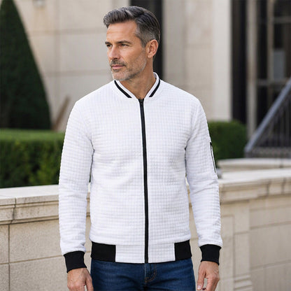 🧥 Casual bomberjacka i våffelstickad modell för män – bekväm, varm, stilren, perfekt för vardag och höst, nu till halva priset! ✨