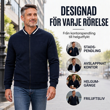 🧥 Casual bomberjacka i våffelstickad modell för män – bekväm, varm, stilren, perfekt för vardag och höst, nu till halva priset! ✨