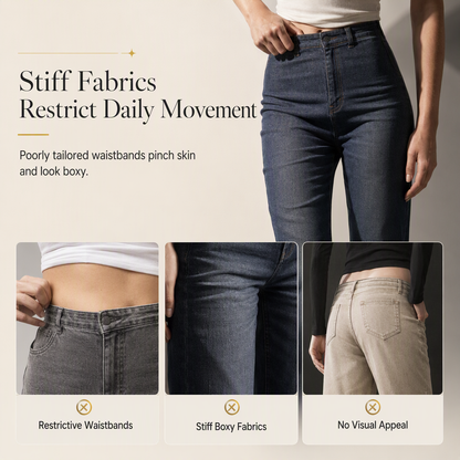 ✨ Elegant kollektion 🤎 Dammbyxor med hög midja, spetsinsatser och guldfärgade knappar – vida ben, lyxig look och bekväm passform