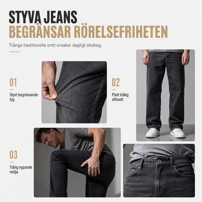 ✈️Fri frakt📢🎉50 % rabatt!!!🛍️✨Herrjeans i amerikansk vintage-stil, utsvängda, vida ben, dekonstruerade, otvättade denimbyxor med knäppning
