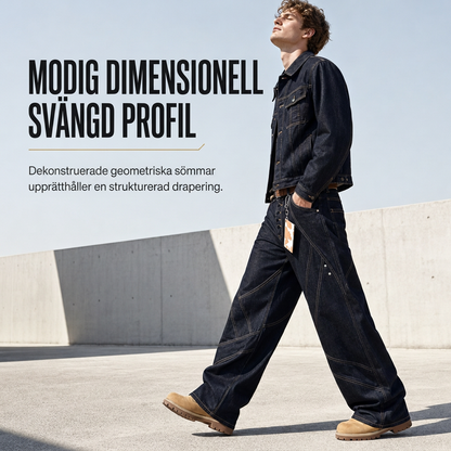 ✈️Fri frakt📢🎉50 % rabatt!!!🛍️✨Herrjeans i amerikansk vintage-stil, utsvängda, vida ben, dekonstruerade, otvättade denimbyxor med knäppning