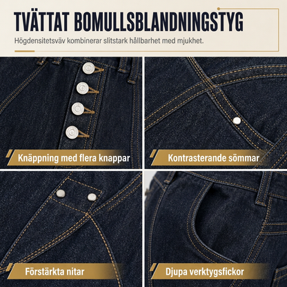 ✈️Fri frakt📢🎉50 % rabatt!!!🛍️✨Herrjeans i amerikansk vintage-stil, utsvängda, vida ben, dekonstruerade, otvättade denimbyxor med knäppning