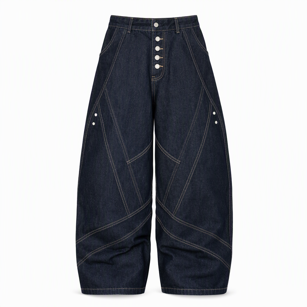 ✈️Fri frakt📢🎉50 % rabatt!!!🛍️✨Herrjeans i amerikansk vintage-stil, utsvängda, vida ben, dekonstruerade, otvättade denimbyxor med knäppning