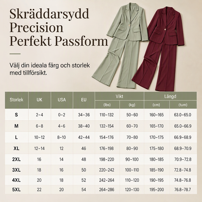 Elegant tvådelad kostym med skräddarsydd kavaj och avslappnade vidbyxor