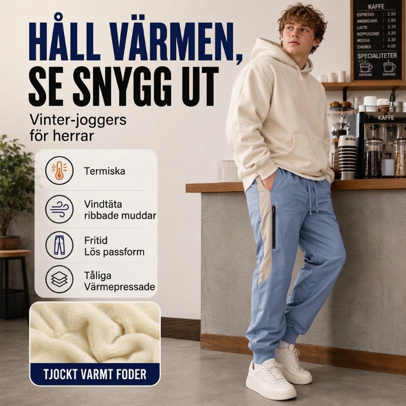 Vindtäta värmande byxor för män med resår i byxbenen