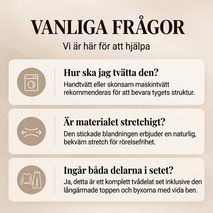 Rutig långärmad topp och vidbyxor för kvinnor