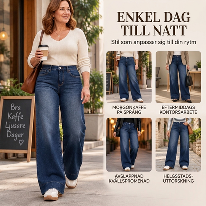 🥳Bästsäljare: 50 % rabatt + gratis frakt!🥳 Termiska damjeans med vid ben och hög midja