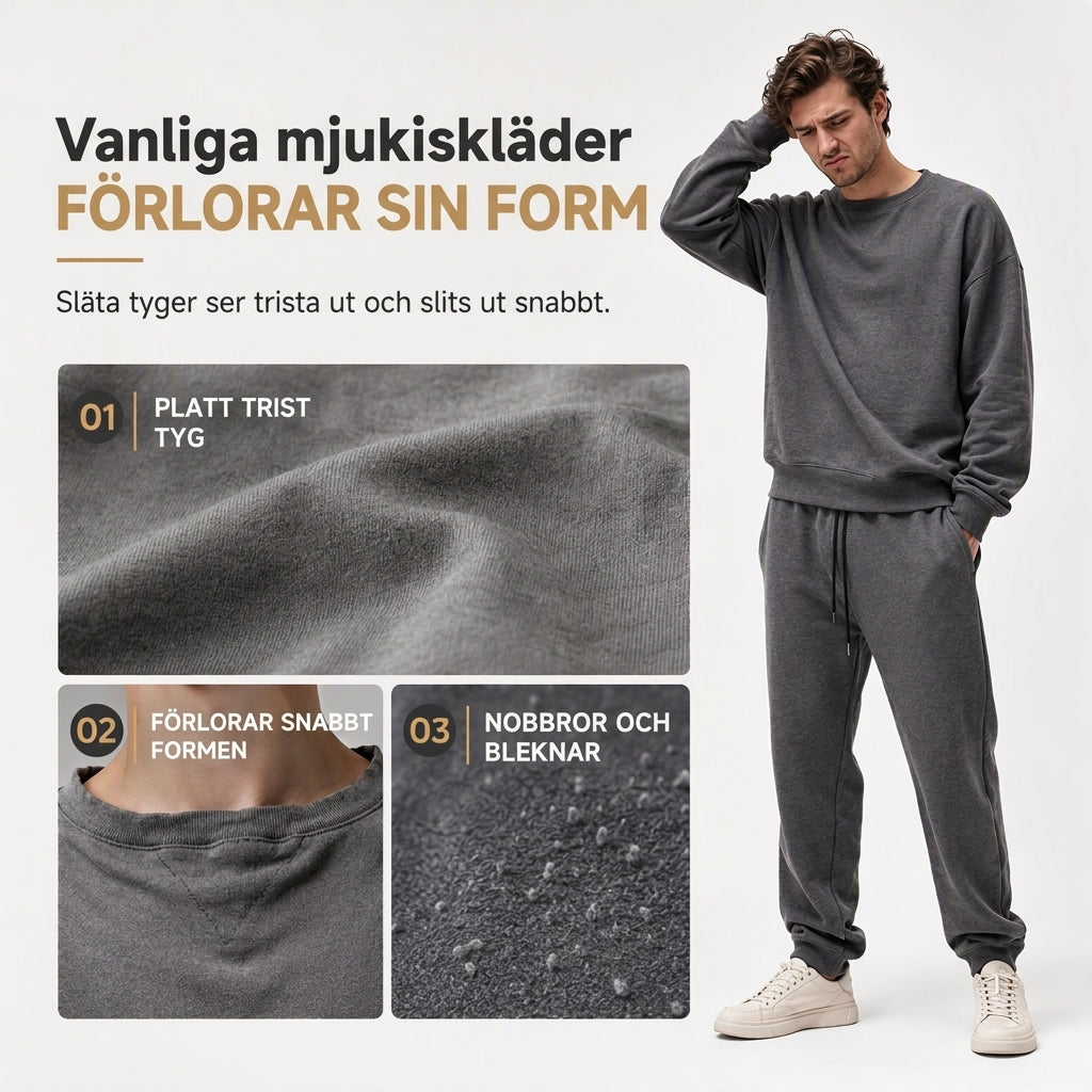 2-delad jacquardträningsset för män, höst- och vintertröja med huva och byxor i fritidstil