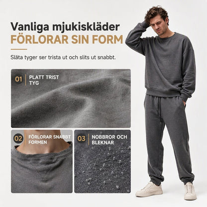 2-delad jacquardträningsset för män, höst- och vintertröja med huva och byxor i fritidstil