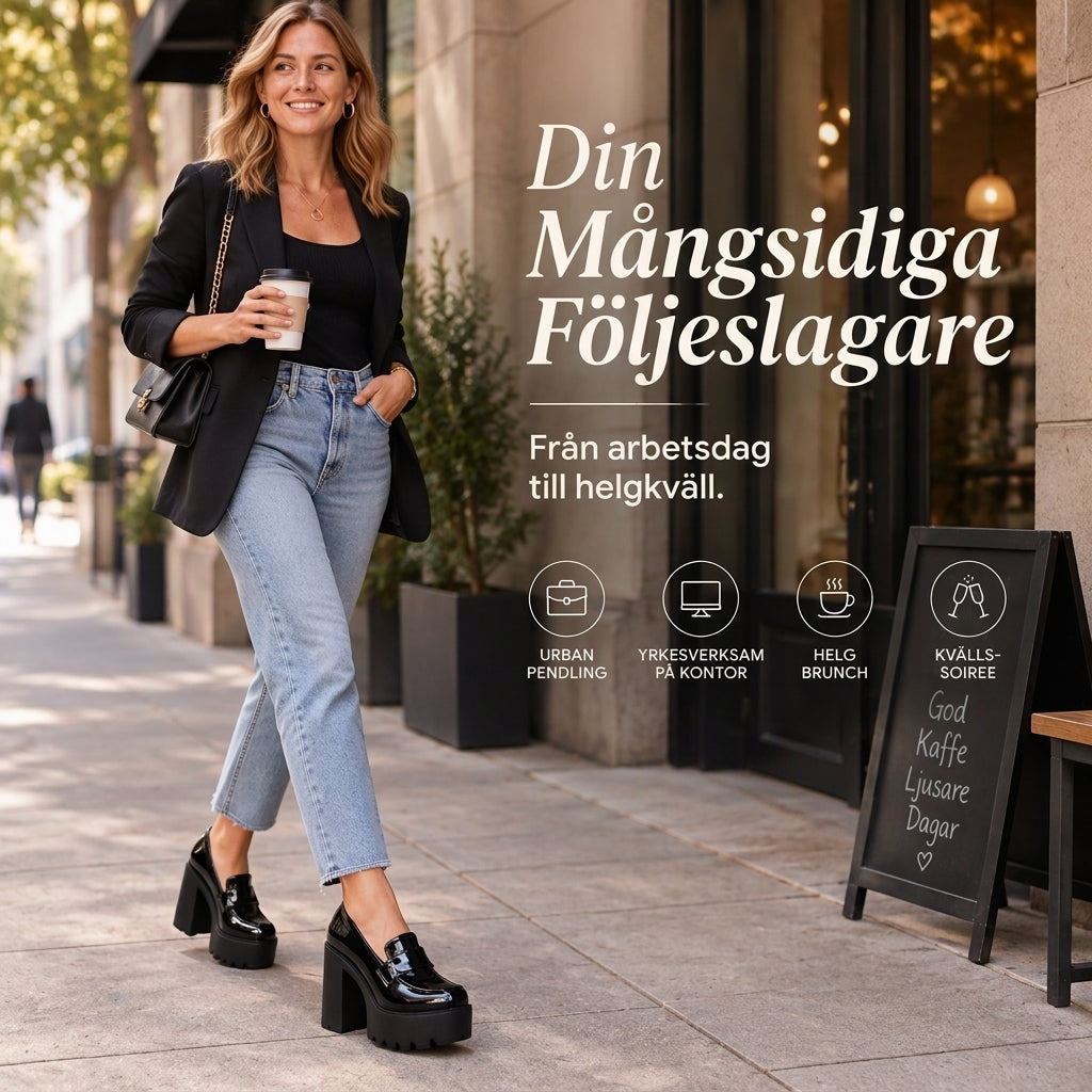 Plattformloafers för kvinnor med tjockklack