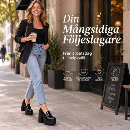 Plattformloafers för kvinnor med tjockklack