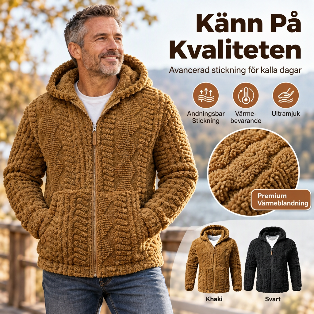 📢🎉50 % rabatt!!!🛍️✨ Avtagbar sherpa-huva för herrar med strukturmönster och dragkedja