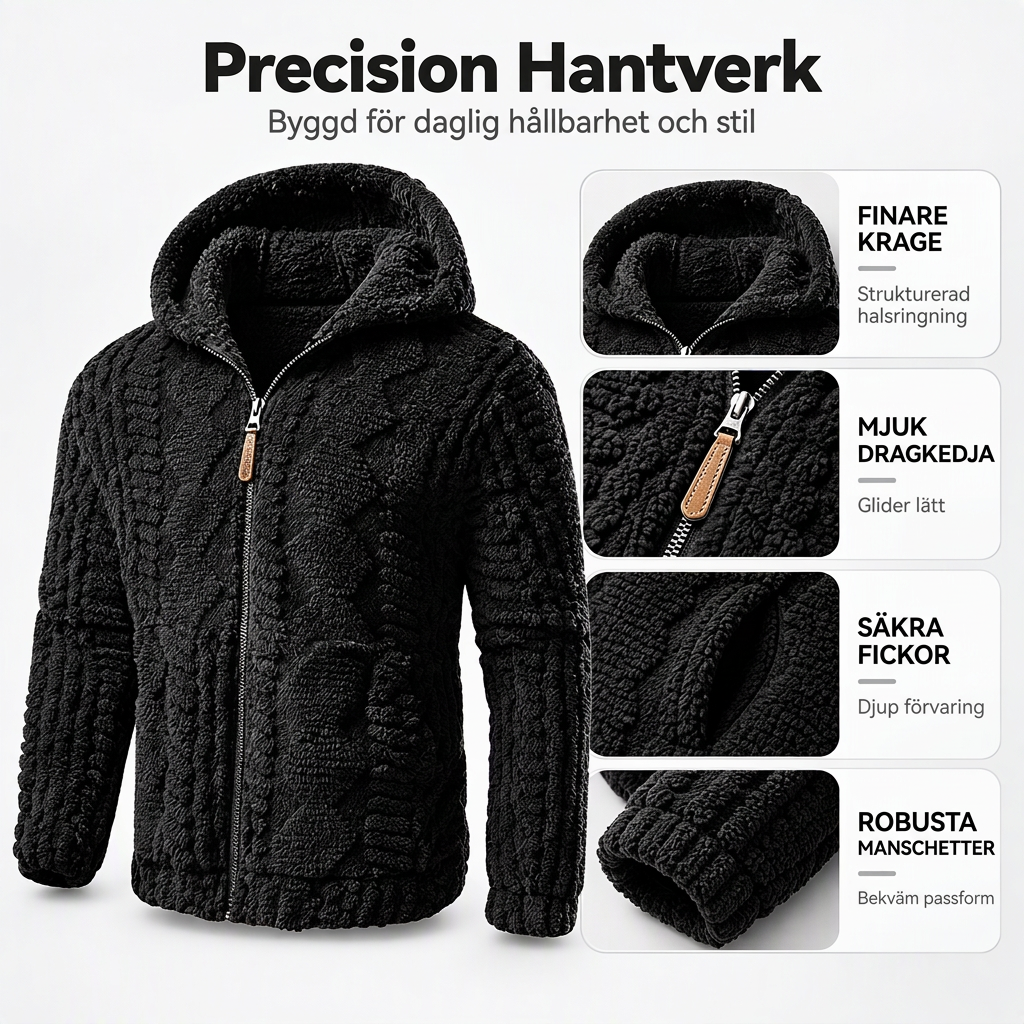 📢🎉50 % rabatt!!!🛍️✨ Avtagbar sherpa-huva för herrar med strukturmönster och dragkedja