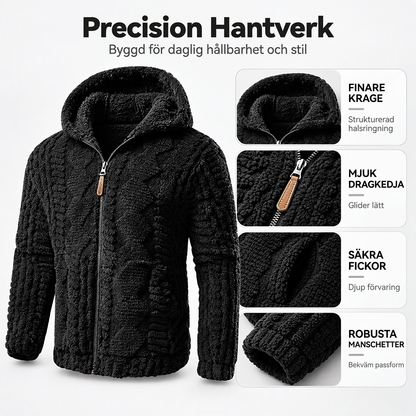📢🎉50 % rabatt!!!🛍️✨ Avtagbar sherpa-huva för herrar med strukturmönster och dragkedja