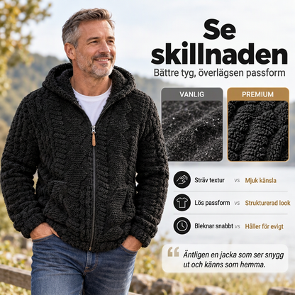 📢🎉50 % rabatt!!!🛍️✨ Avtagbar sherpa-huva för herrar med strukturmönster och dragkedja