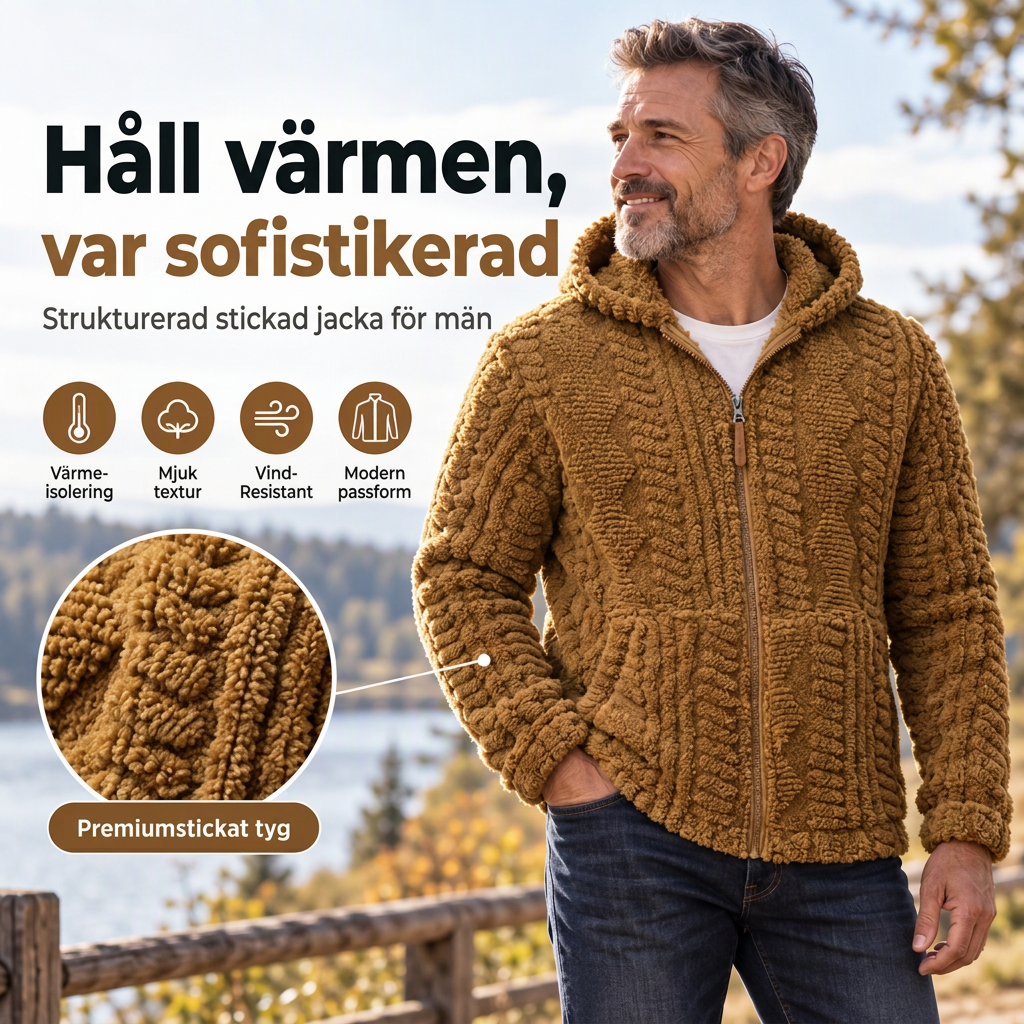 📢🎉50 % rabatt!!!🛍️✨ Avtagbar sherpa-huva för herrar med strukturmönster och dragkedja