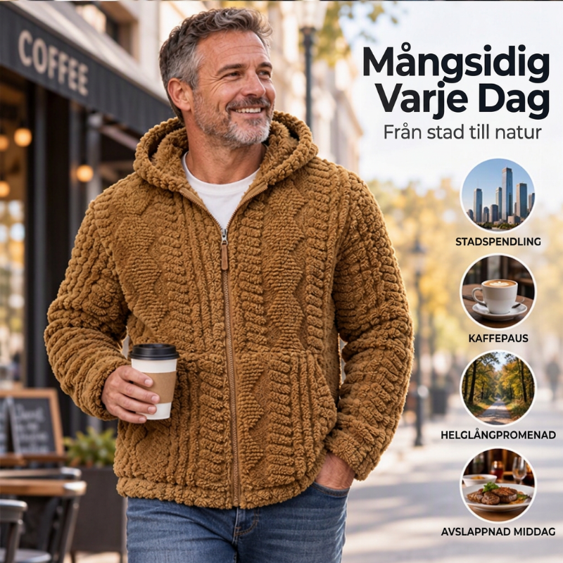 📢🎉50 % rabatt!!!🛍️✨ Avtagbar sherpa-huva för herrar med strukturmönster och dragkedja