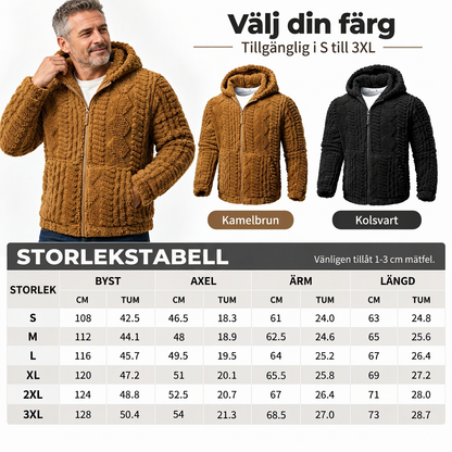 📢🎉50 % rabatt!!!🛍️✨ Avtagbar sherpa-huva för herrar med strukturmönster och dragkedja