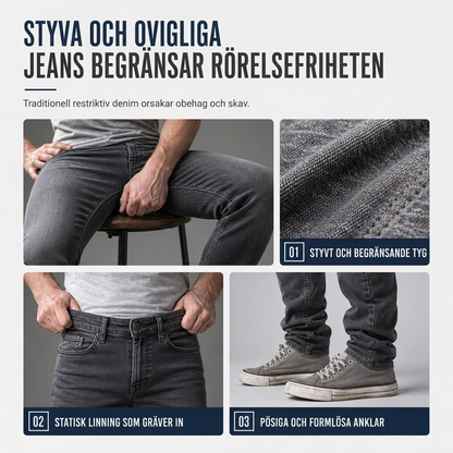 Herrkasuella tvättade denimjoggerbyxor med ärmudd