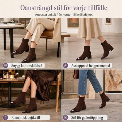 🔥Populär produkt! ✨Damstövletter i fransk stil med spetsig tå, smal passform – eleganta korta stövletter för våren och hösten