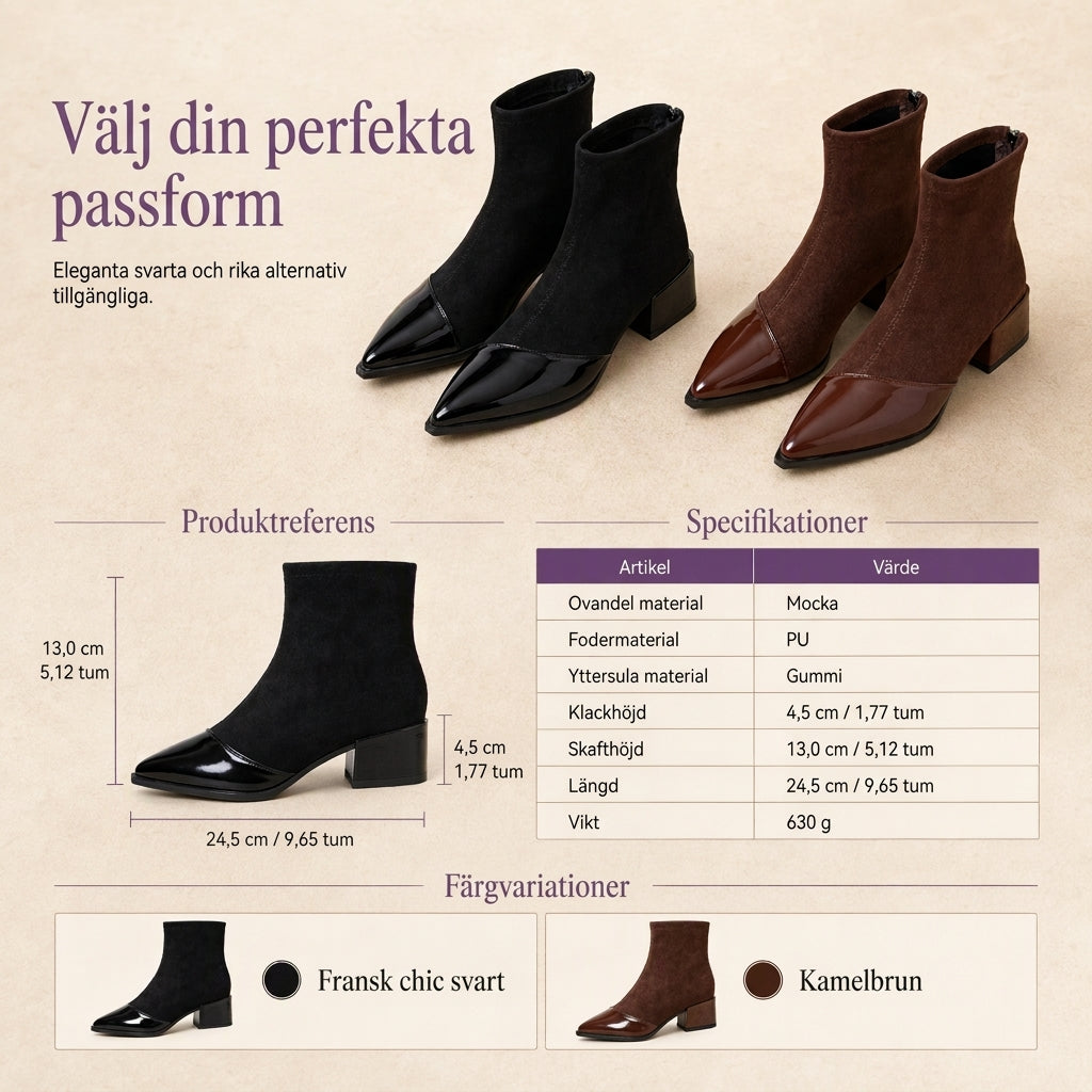 🔥Populär produkt! ✨Damstövletter i fransk stil med spetsig tå, smal passform – eleganta korta stövletter för våren och hösten