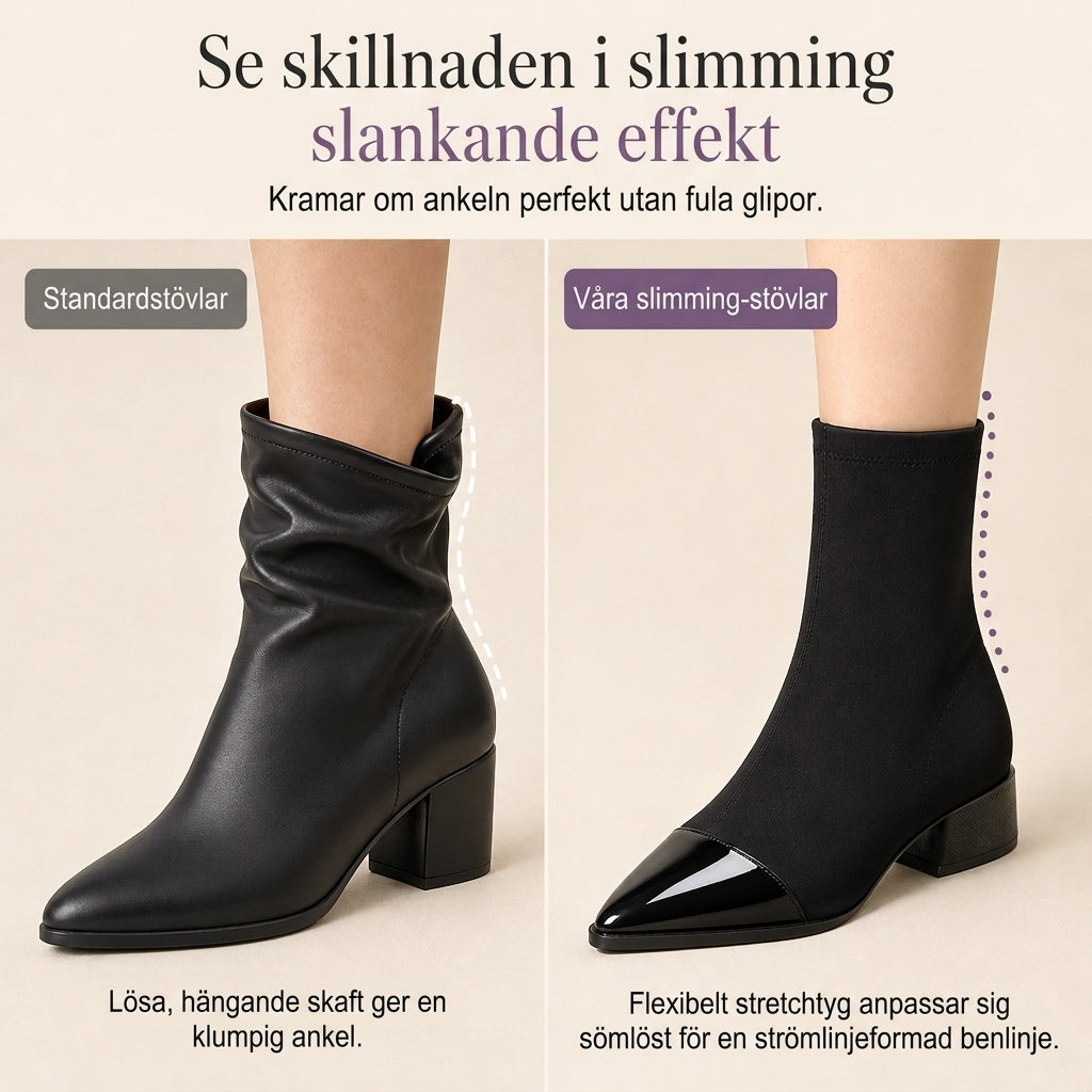 🔥Populär produkt! ✨Damstövletter i fransk stil med spetsig tå, smal passform – eleganta korta stövletter för våren och hösten