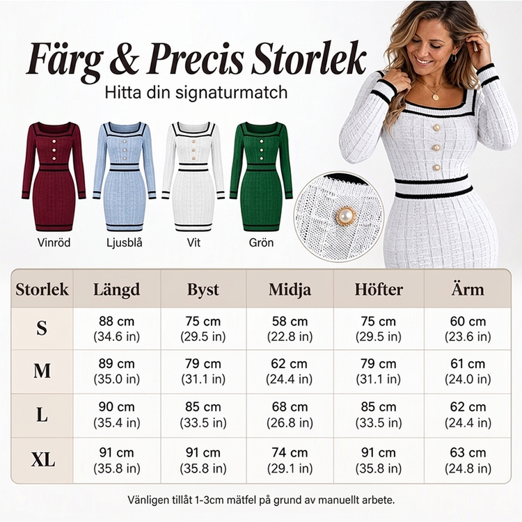 🥳Bevisat populärt hos miljoner!🥳 Elegant, figurnära stickad damklänning med fyrkantig halsringning