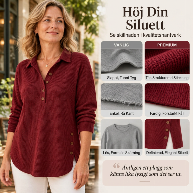 🧶✨ Långärmad topp i våffelstickad för kvinnor