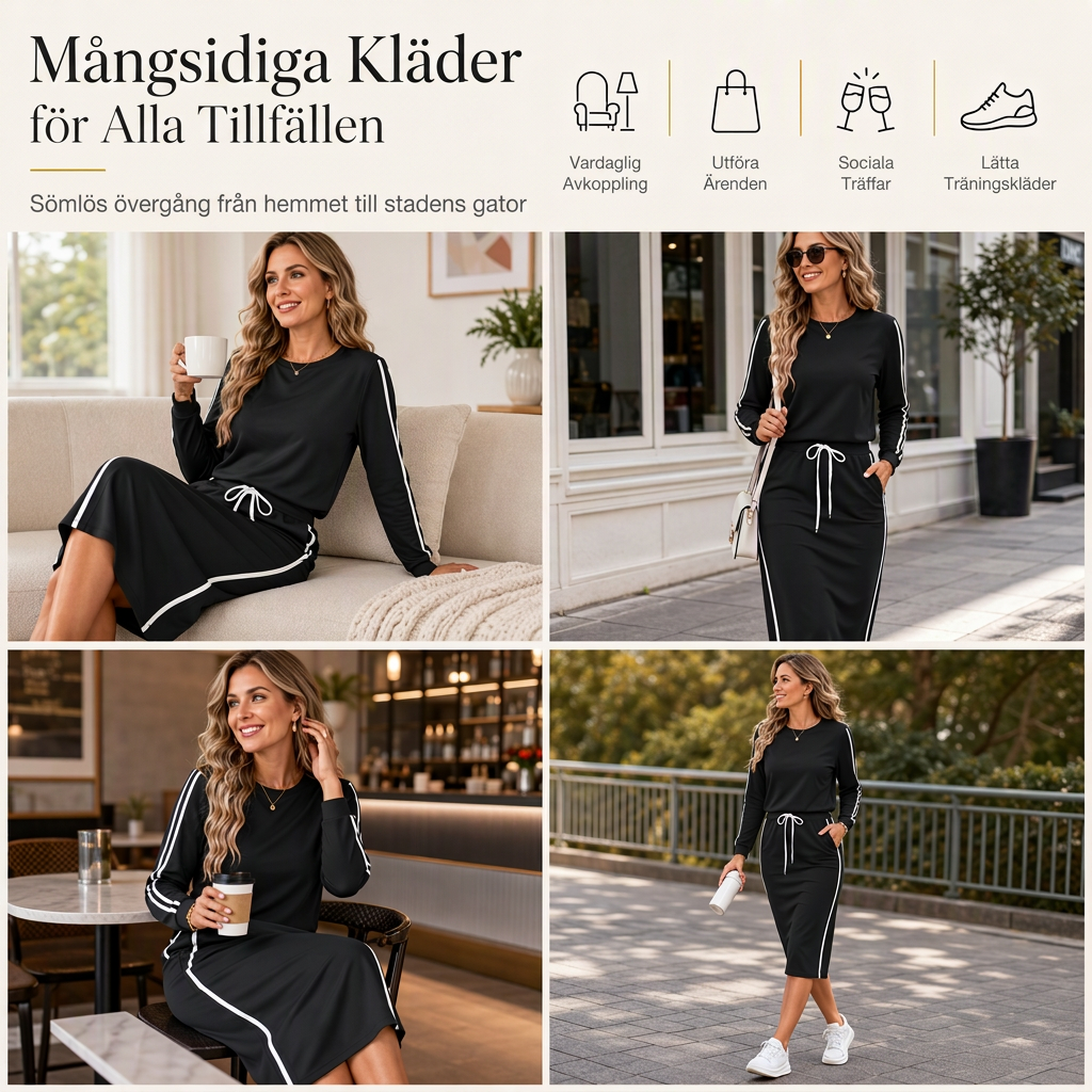 🎉 Nyhet! Långärmad Sweatshirt med Rund Hals för Kvinnor, Casual Enfärgad Mixad Tröja för Höst och Vinter ✨