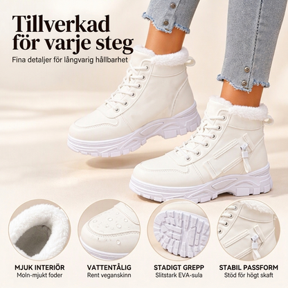 Varm vinterankelstövlar med plyschfoder för kvinnor