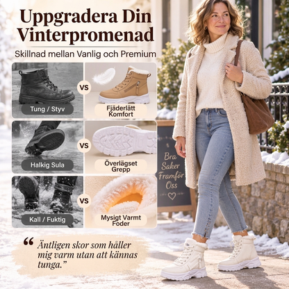 Varm vinterankelstövlar med plyschfoder för kvinnor