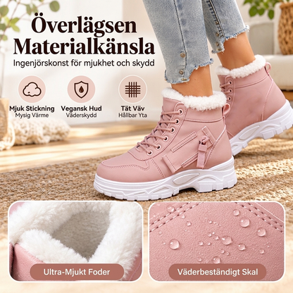 Varm vinterankelstövlar med plyschfoder för kvinnor