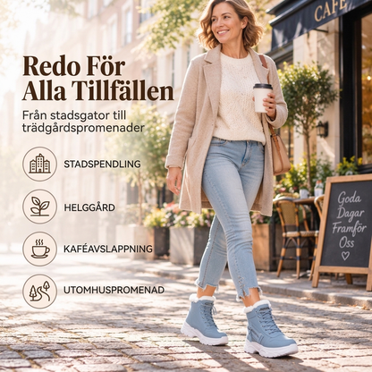 Varm vinterankelstövlar med plyschfoder för kvinnor