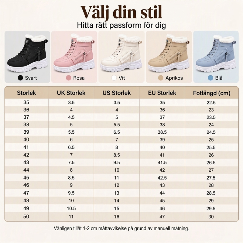Varm vinterankelstövlar med plyschfoder för kvinnor