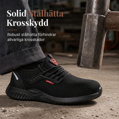 Herrar säkerhetsskor med stålhätta, andningsbara arbetsstövlar, lätta, punkteringsskyddade skyddsskor