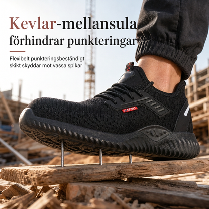 Herrar säkerhetsskor med stålhätta, andningsbara arbetsstövlar, lätta, punkteringsskyddade skyddsskor