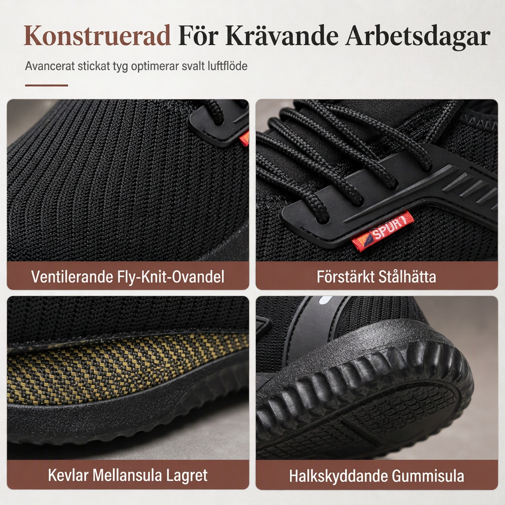 Herrar säkerhetsskor med stålhätta, andningsbara arbetsstövlar, lätta, punkteringsskyddade skyddsskor