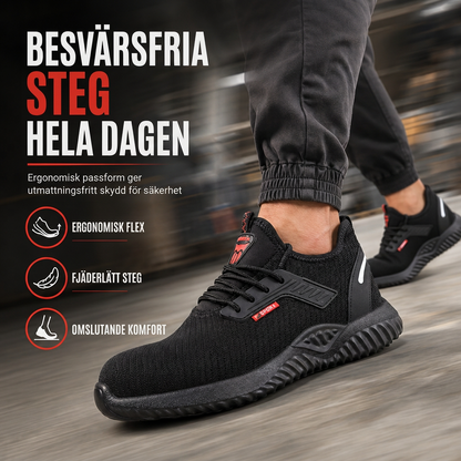 Herrar säkerhetsskor med stålhätta, andningsbara arbetsstövlar, lätta, punkteringsskyddade skyddsskor