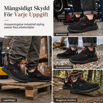 Herrar säkerhetsskor med stålhätta, andningsbara arbetsstövlar, lätta, punkteringsskyddade skyddsskor